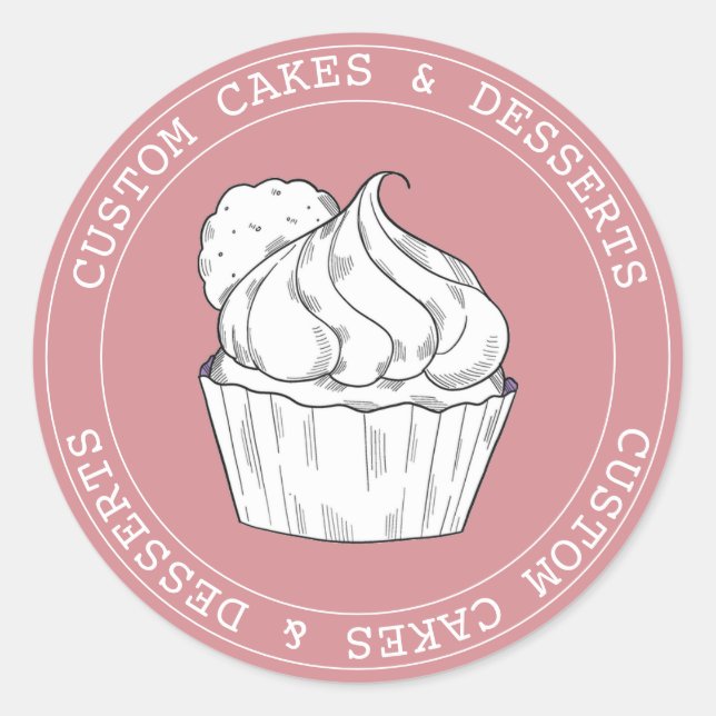Sticker Rond Petites entreprises coutume cupcakes blush moderne (Devant)
