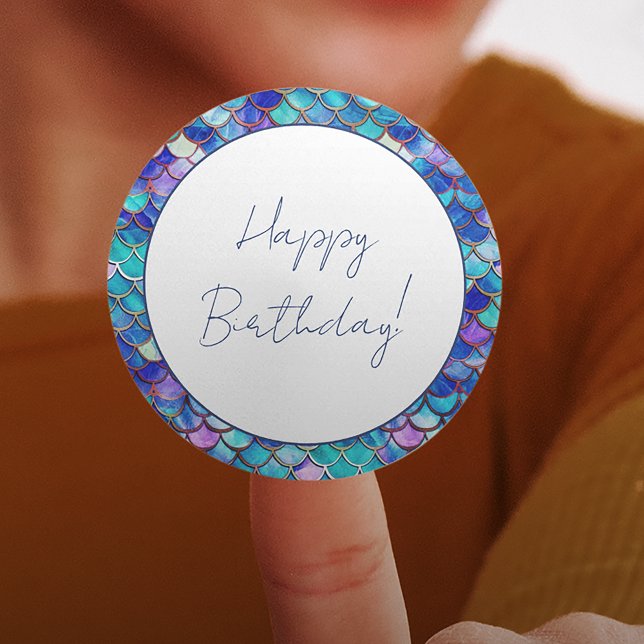 Sticker Rond Petites filles de la mignonne sirène fête d'annive (Créateur téléchargé)