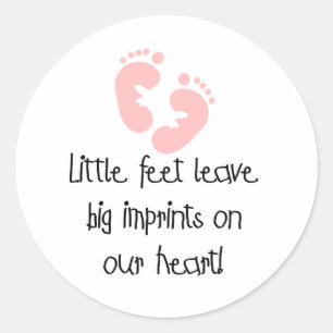 Sticker Rond Petites Pieds Grandes Imprimantes Rose