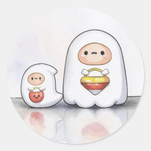 Sticker Rond Petits et petits fantômes Halloween