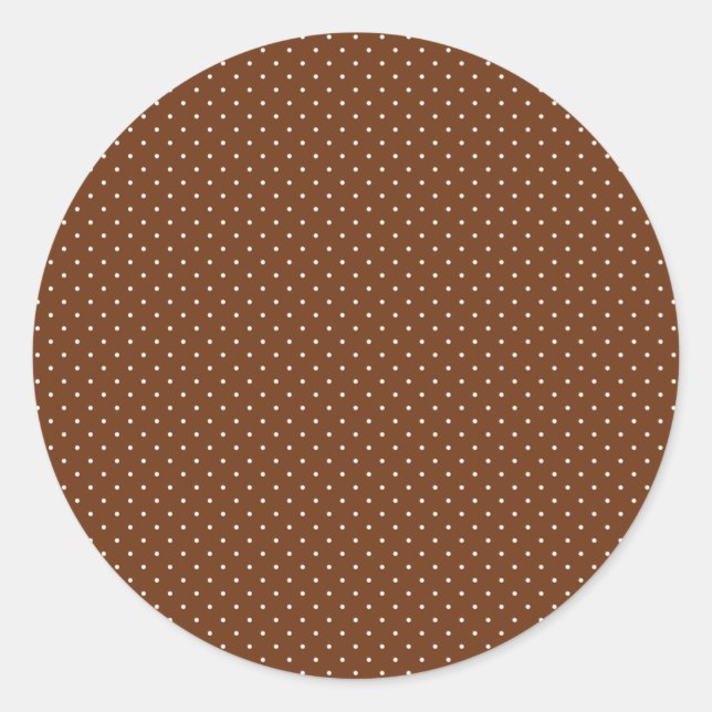 Sticker Rond Petits Pois blancs sur le Brown au chocolat (Devant)