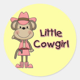 Sticker Rond Petits T-shirts et cadeaux de cow-girl de singe