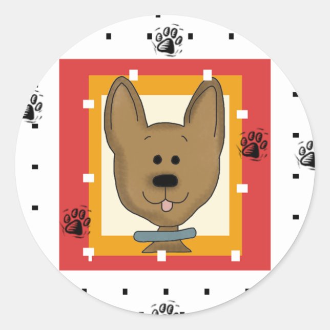 Sticker Rond Petits T-shirts et cadeaux Doggie Brown (Devant)