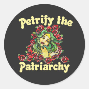 Sticker Rond Petrifier la méduse féministe patriarcale