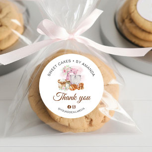 Sticker Rond Pétrin Rose Pains au levain Merci