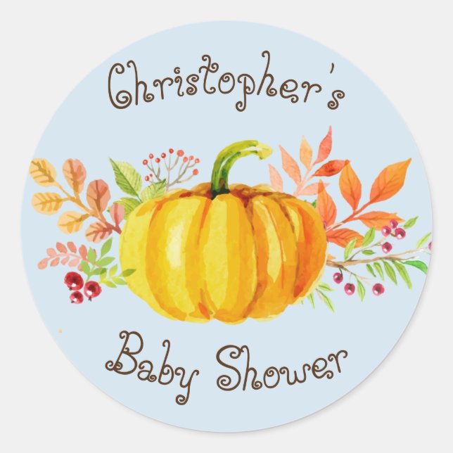 Sticker Rond Peu d'autocollant de bleu de baby shower de (Devant)