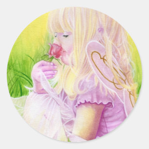 Sticker Rond Peu d'autocollant de rose pompon de ressort