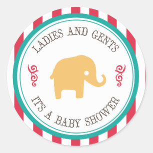 Sticker Rond Peu d'autocollants de baby shower de cirque
