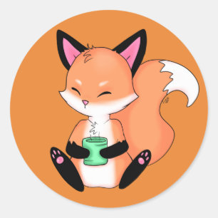 Sticker Rond Peu d'autocollants potables de thé de Fox