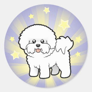 Sticker Rond Peu d'étoile Bichon Frise