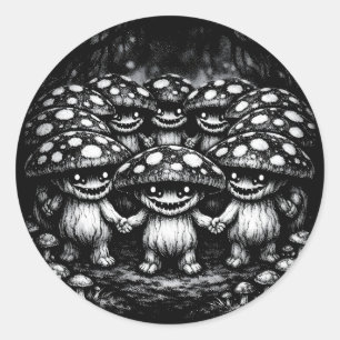 Sticker Rond Peuple Champignon • Créatures de la forêt par Bur