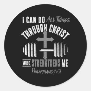 Sticker Rond Peut Faire Toutes Choses Chrétien Jésus Bodybuildi