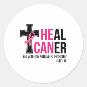 Sticker Rond Peut guérir le cancer Christian Ribbon Cancer du s
