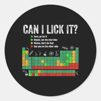 Sticker Rond Peut lécher tableau périodique Prof de science drô