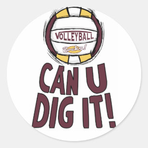 Sticker Rond Peut-On Le Creuser Volleyball