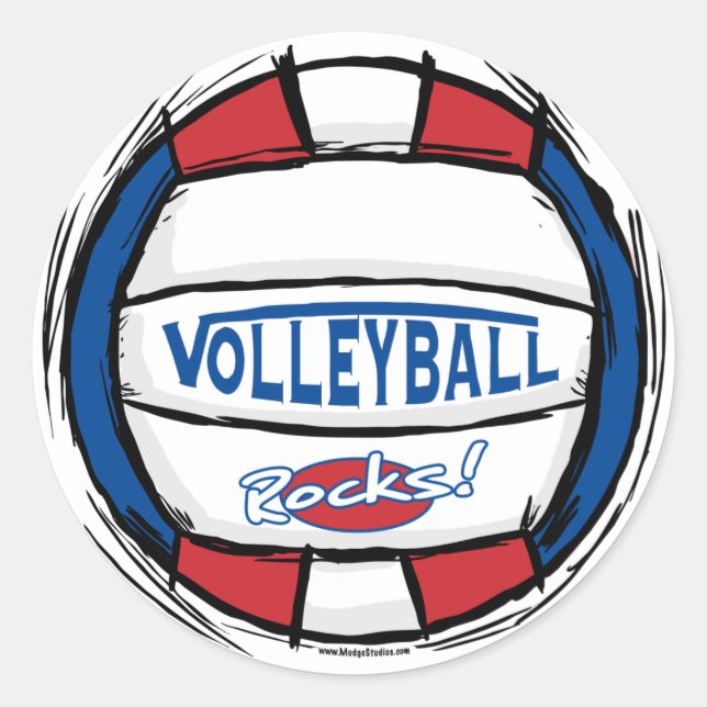 Sticker Rond Peut-on le creuser Volleyball Blue Red (Devant)