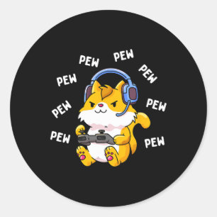 Sticker Rond Pew Gamer Cat Vidéo Jeu Chats Jeu Jeu Kitty Lover