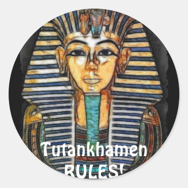 Sticker Rond Pharaon égyptien antique Tutankhamen (Devant)