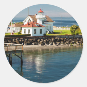 Sticker Rond Phare de Mukilteo, Mukilteo, Washington, États-Uni