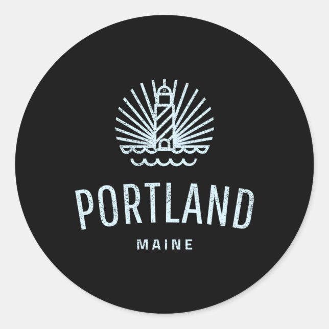 Sticker Rond Phare de Portland Maine (Devant)