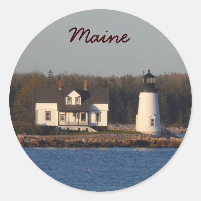 Sticker Rond Phare de Prospect Harbour - Maine (Devant)