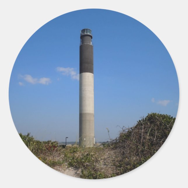 Sticker Rond Phare d'Oak Island, Caroline du Nord (Devant)