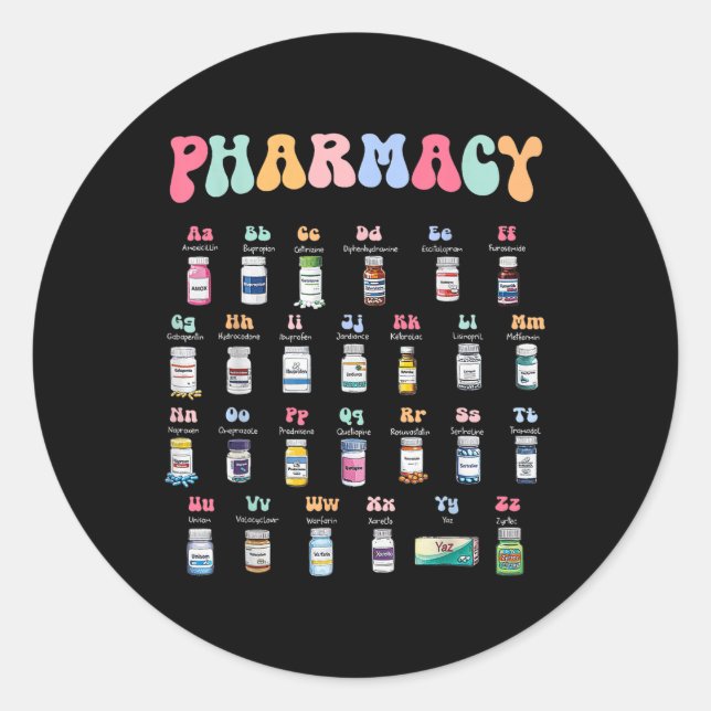 Sticker Rond Pharmacie Alphabet Docteur En Pharmacie Technique  (Devant)