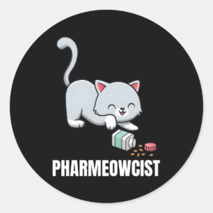 Sticker Rond Pharmacie Cat Pharmacy