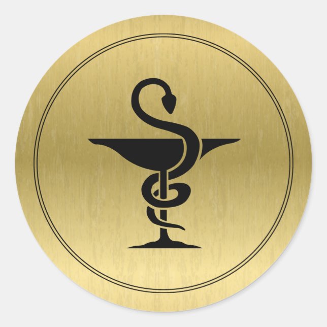 Sticker Rond Pharmacien - Bol de l'autocollant symbole Hygeia (Devant)