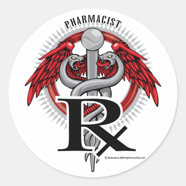 Sticker Rond Pharmacien Caduceus (Devant)