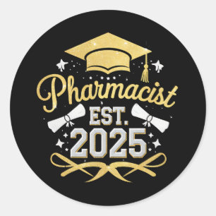 Sticker Rond Pharmacien Diplômé de Pharmacie 2025