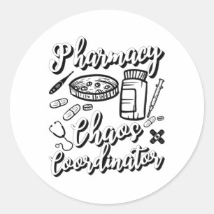Sticker Rond Pharmaciste Technicien Pharmacie Coordinateur Chao