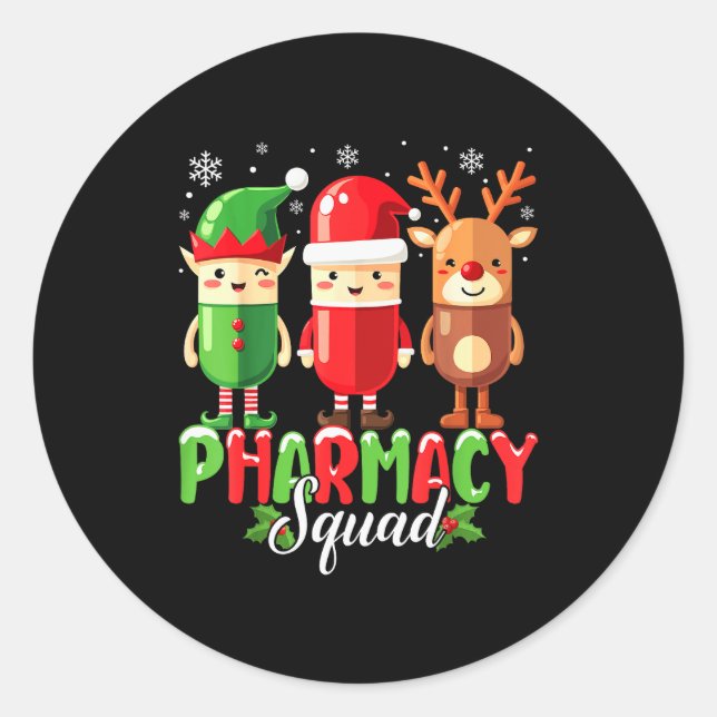 Sticker Rond Pharmacy Squad Christmas Costume Funny Lls Pharmac (Devant)