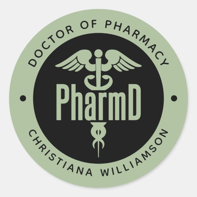 Sticker Rond PharmD Docteur en pharmacie Pharmacy Graduation Ph (Devant)
