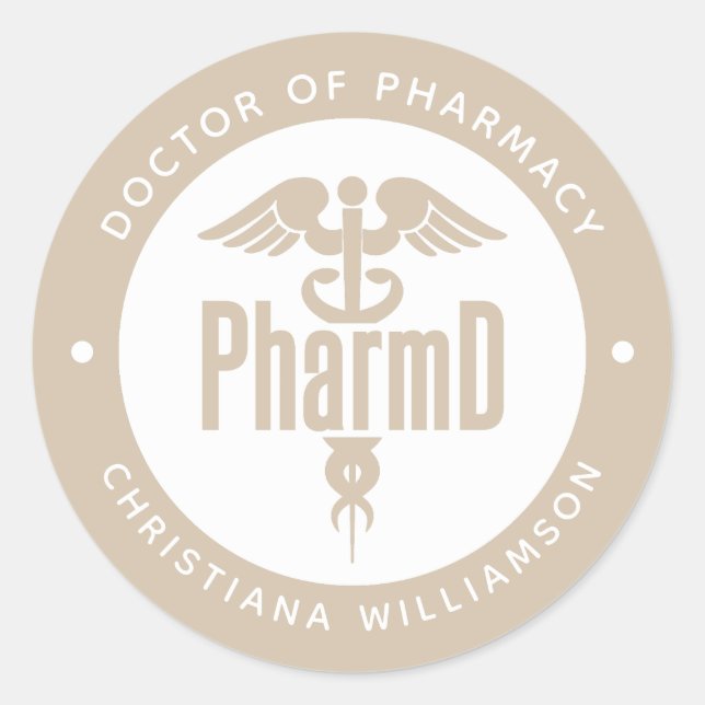 Sticker Rond PharmD Docteur en pharmacie Pharmacy Graduation Ph (Devant)