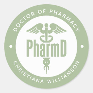 Sticker Rond PharmD Docteur en pharmacie Pharmacy Graduation Ph