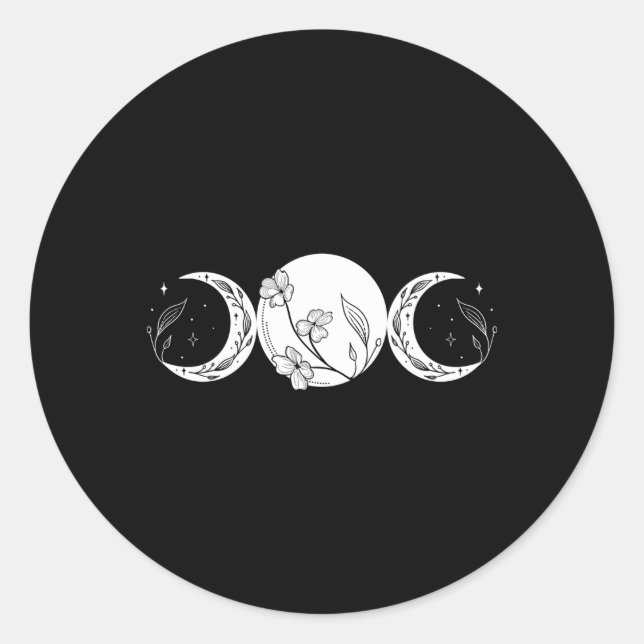 Sticker Rond Phase Goddessmoon triple lune florale (Devant)