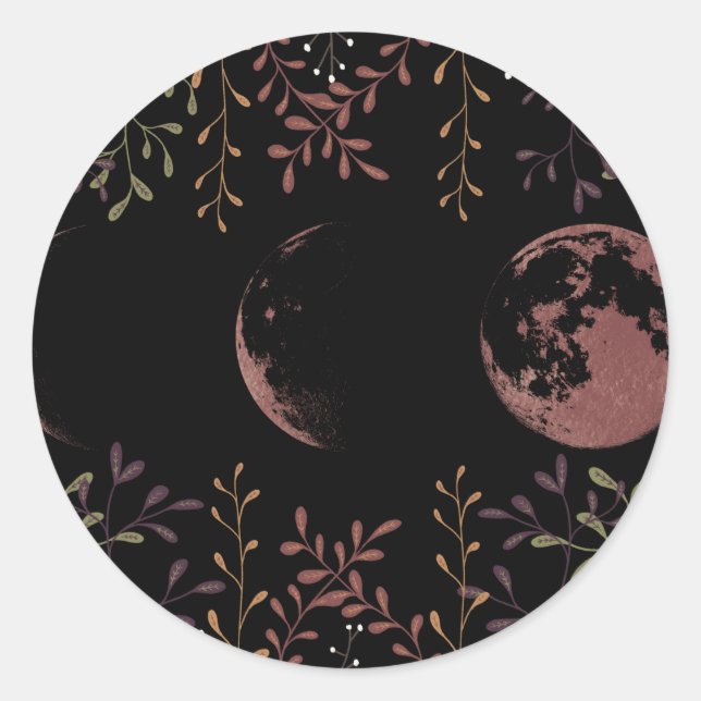 Sticker Rond Phases de lune foncée (Devant)