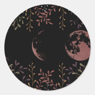 Sticker Rond Phases de lune foncée
