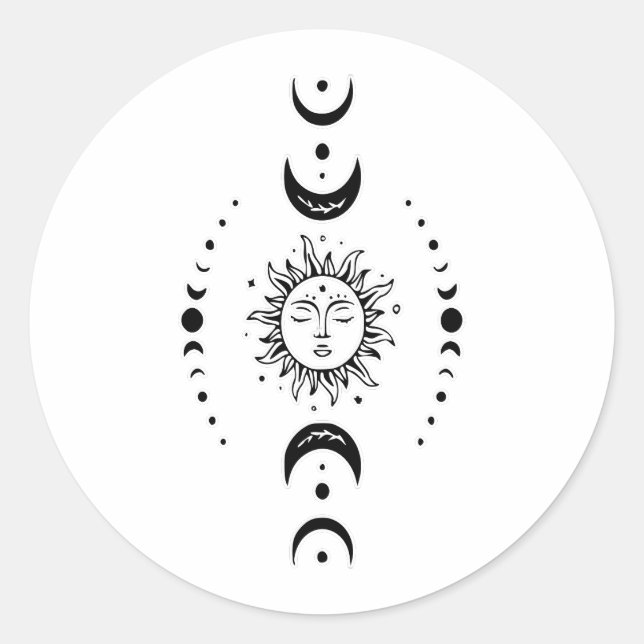 Sticker Rond Phases du soleil et de la lune (Devant)