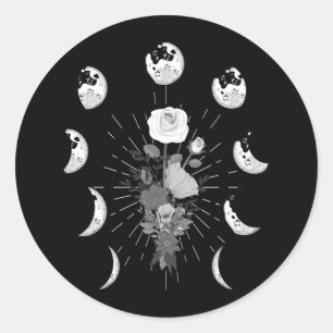 Sticker Rond Phases gothiques Rose Lune Crescent de cuisine