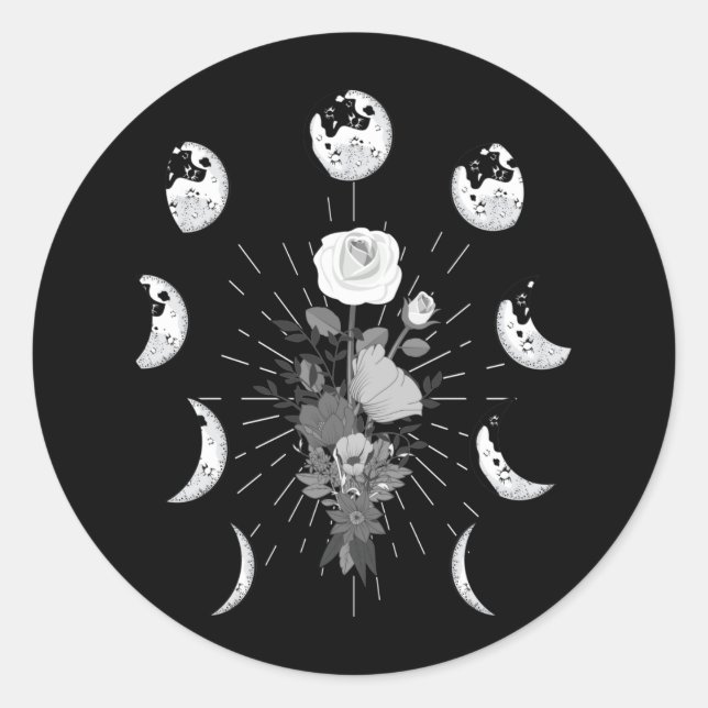 Sticker Rond Phases gothiques Rose Lune Crescent de cuisine (Devant)