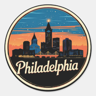 Sticker Rond Philadelphie City Pennsylvanie USA skyline