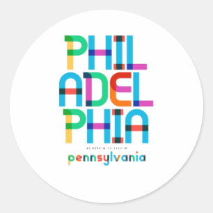 Sticker Rond Philadelphie Pennsylvania Mid Century, Pop Art,