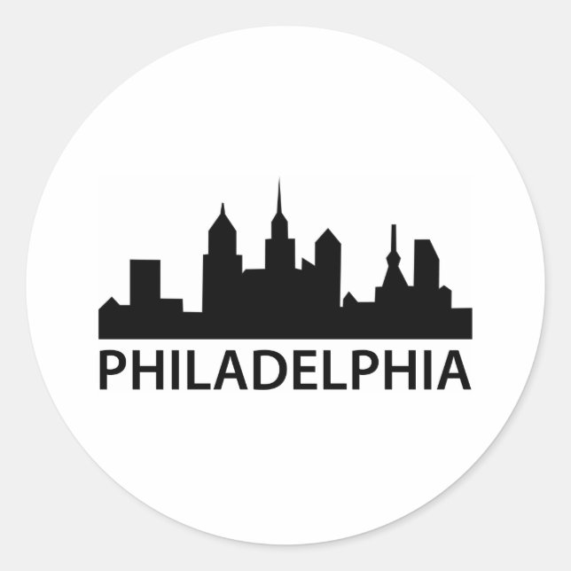 Sticker Rond Philadelphie Skyline (Devant)