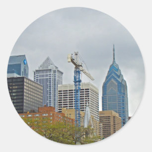 Sticker Rond Philadelphie Skyline de la promenade fluviale