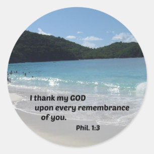 Sticker Rond Philippiens 1:3 Je remercie Dieu pour chaque