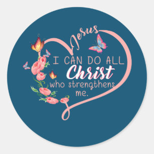 Sticker Rond Philippiens 413 Christian Bible Verse Rose