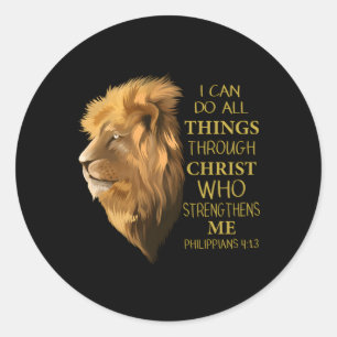 Sticker Rond Philippiens 413 Lion religieux Verses chrétien