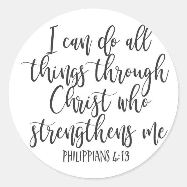 Sticker Rond Philippiens 4:13 Je peux faire tout (Devant)